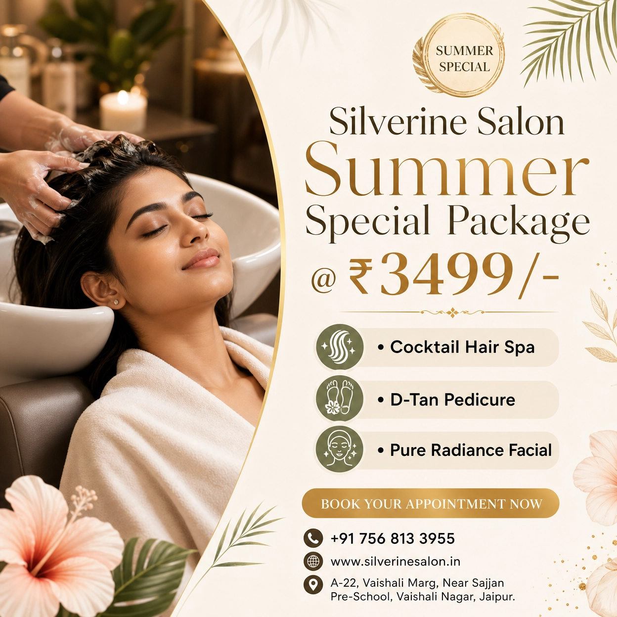 Summer Special Beauty Package in Jaipur | Hair Spa, D-Tan Pedicure & Radiance Facial